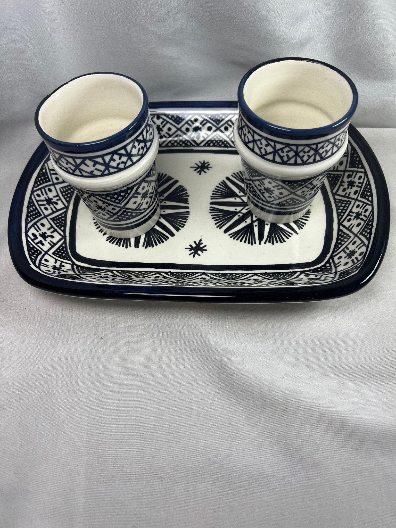Amazighrose Serving set Fes-style dark blue 4pcs - Amazighrose