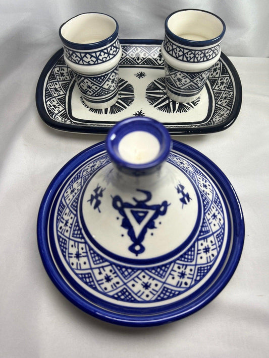 Amazighrose Serving set Fes-style dark blue 4pcs - Amazighrose