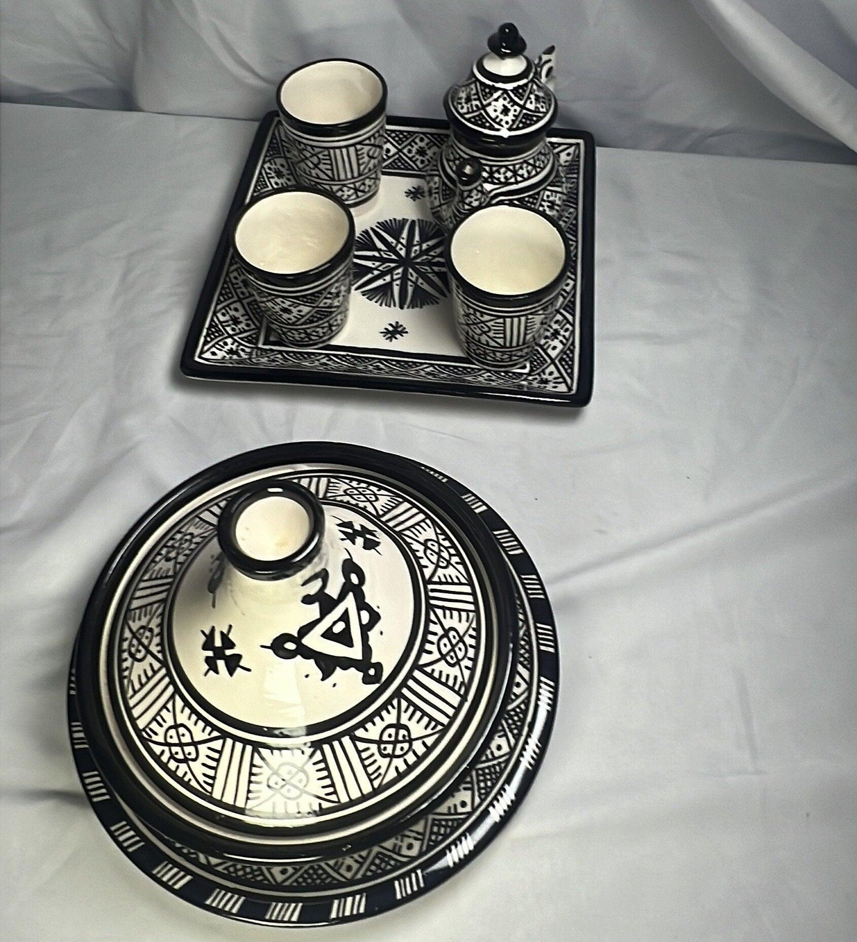 Tea set Fessi-Style black 7pcs - Amazighrose
