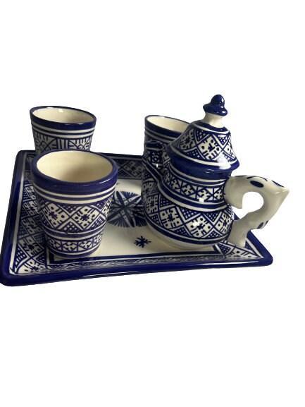 Amazighrose Blue Fes-Style Serving-Set 8pcs - Amazighrose