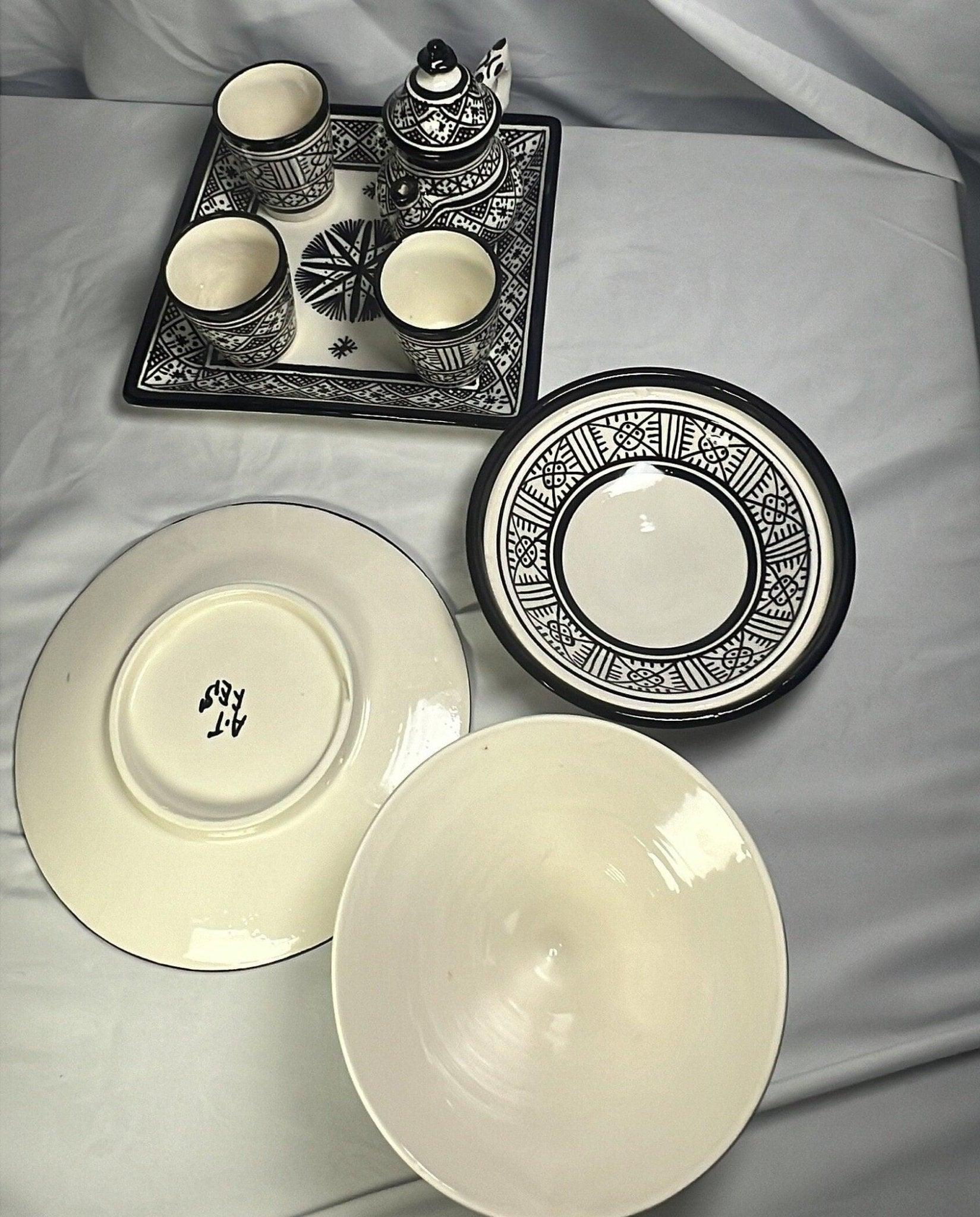 Tea set Fessi-Style black 7pcs - Amazighrose