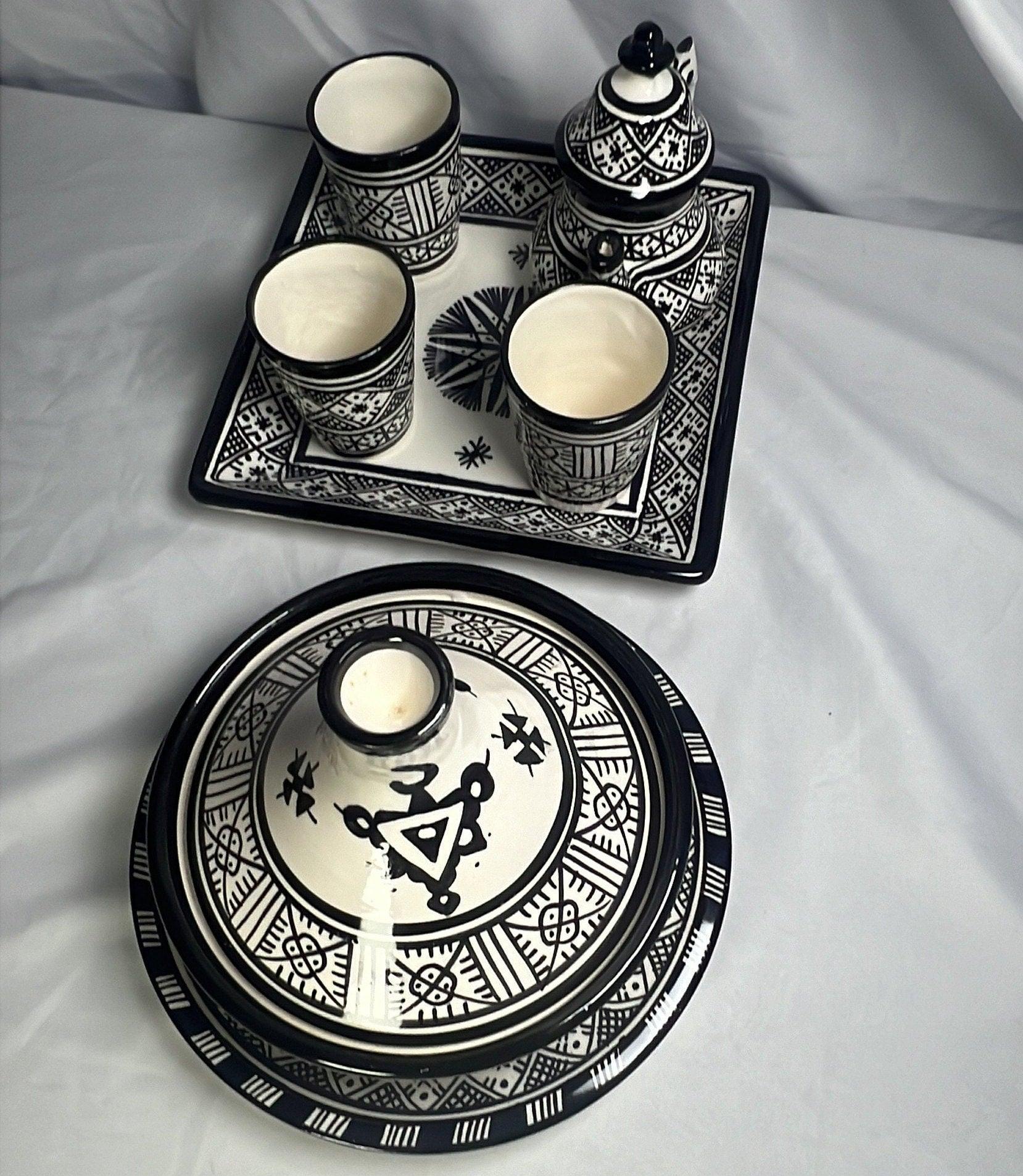 Tea set Fessi-Style black 7pcs - Amazighrose