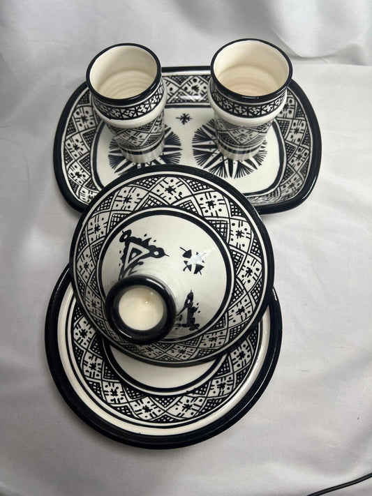 Amazighrose Fes-style Serving set Black 4pcs - Amazighrose