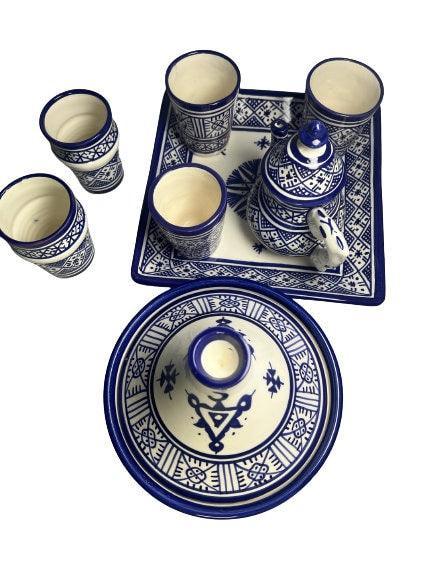 Amazighrose Blue Fes-Style Serving-Set 8pcs - Amazighrose