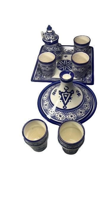 Amazighrose Blue Fes-Style Serving-Set 8pcs - Amazighrose