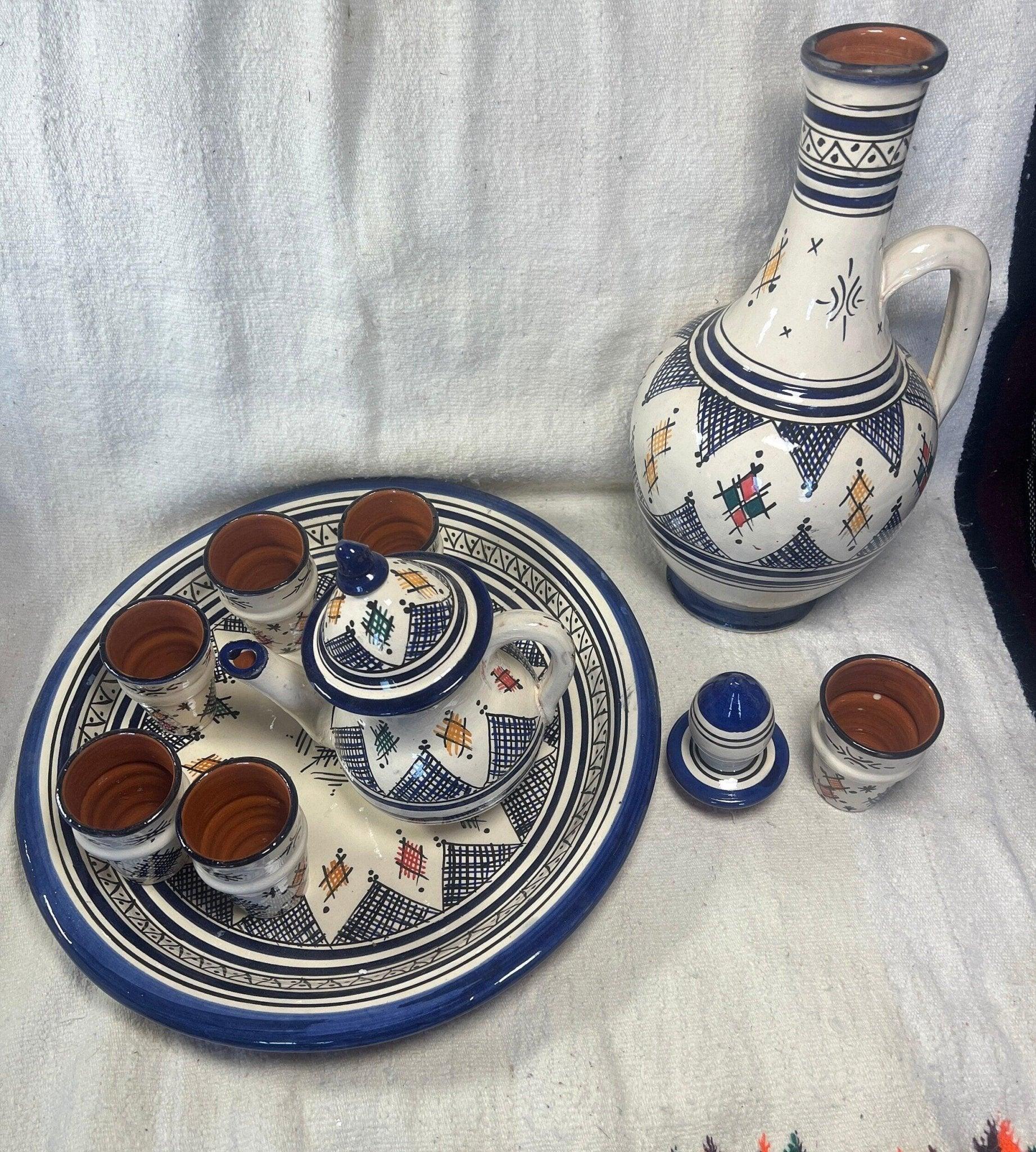 Tea-set with Carafe Dark blue Fes-style - Amazighrose