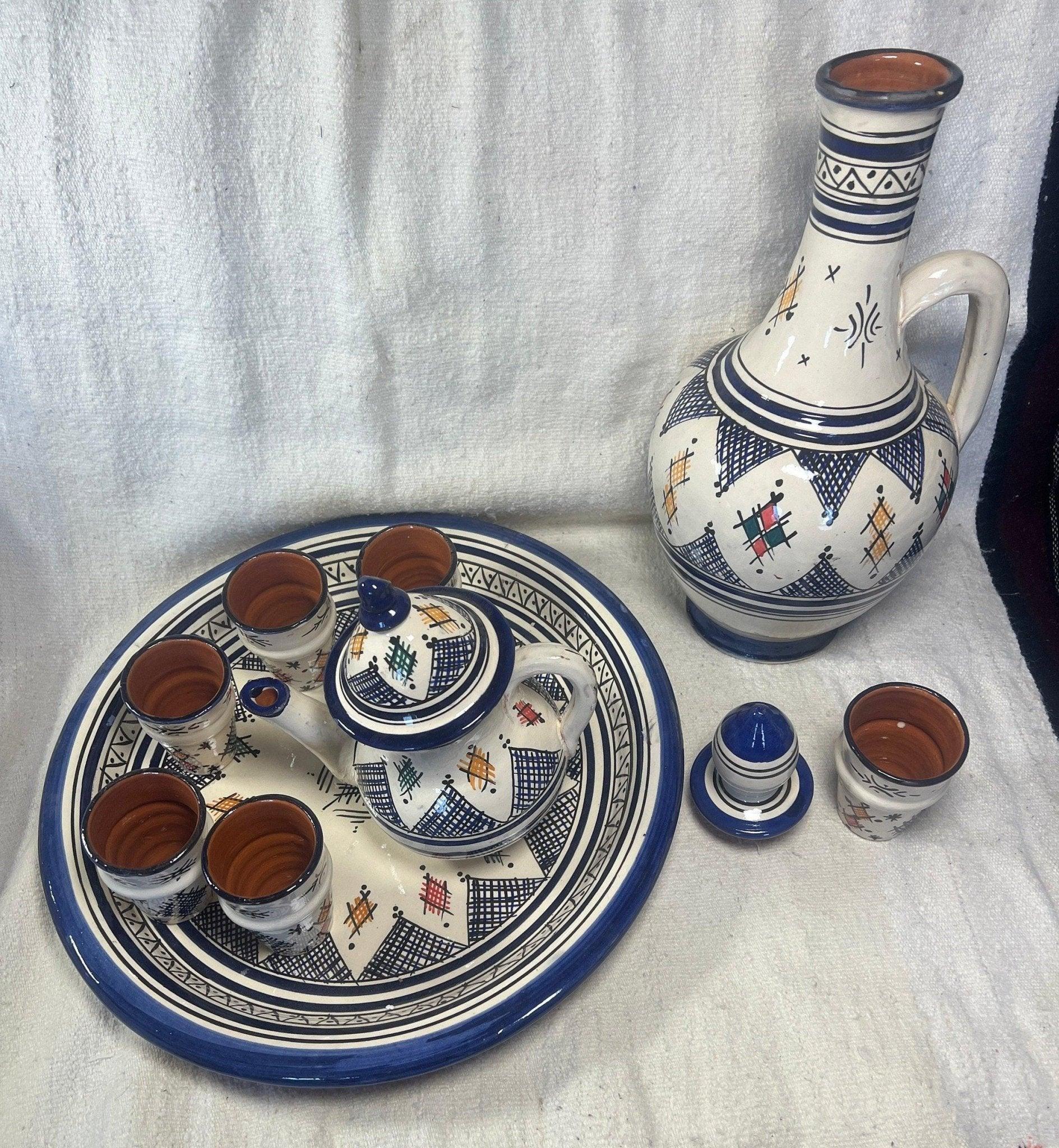 Tea-set with Carafe Dark blue Fes-style - Amazighrose
