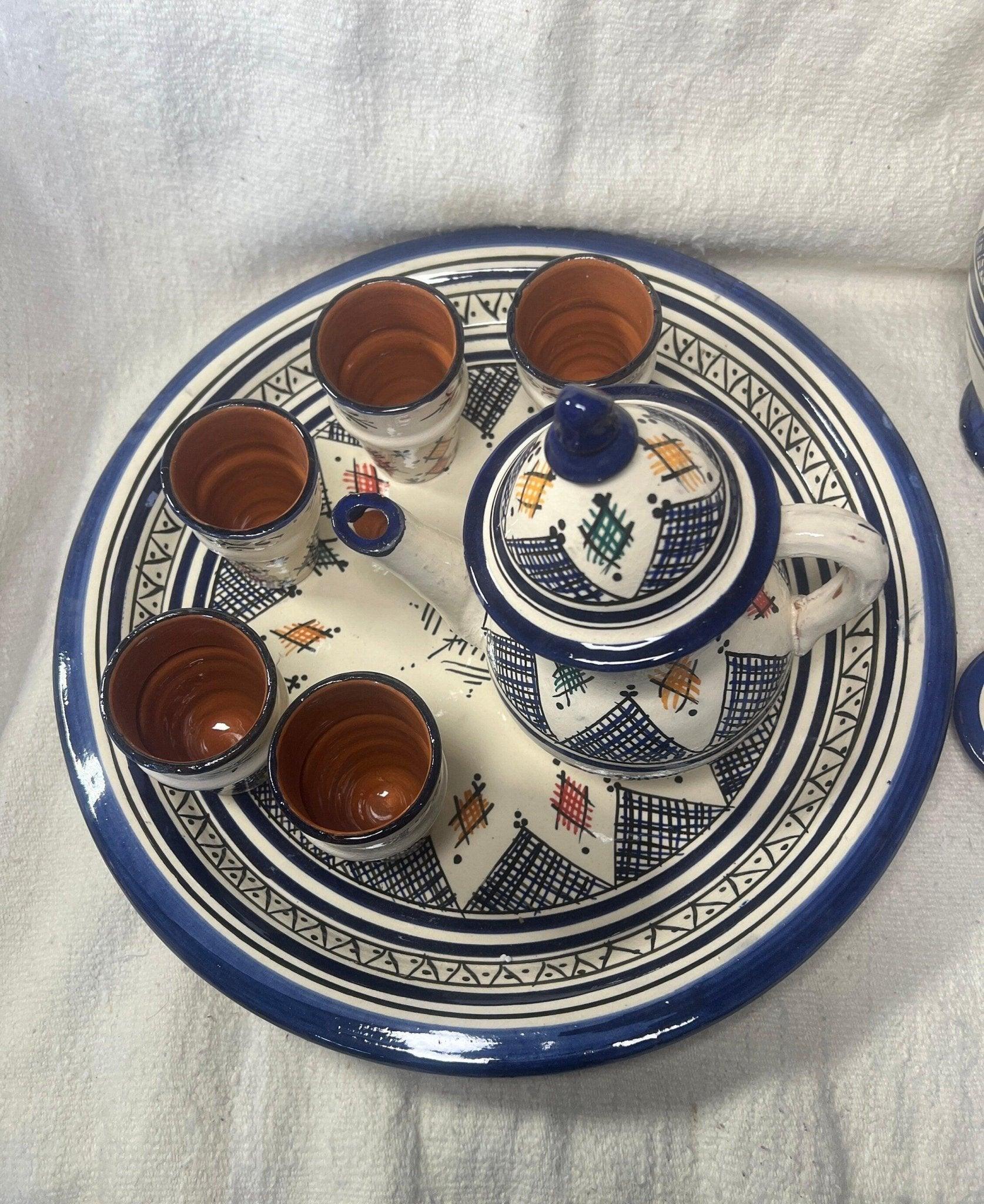 Tea-set with Carafe Dark blue Fes-style - Amazighrose