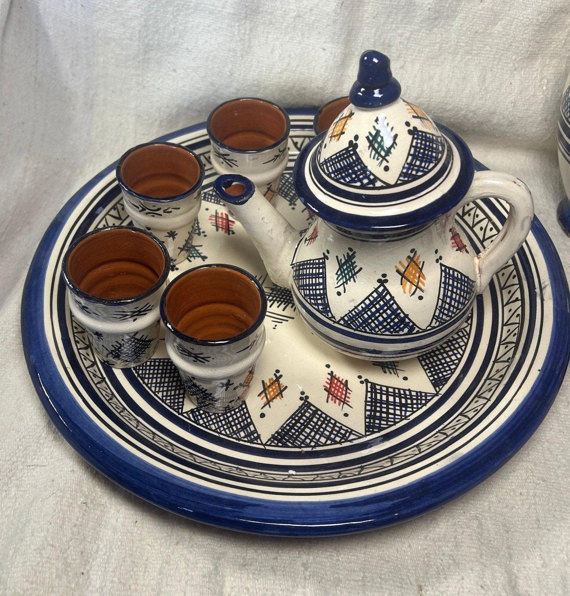Tea-set with Carafe Dark blue Fes-style - Amazighrose