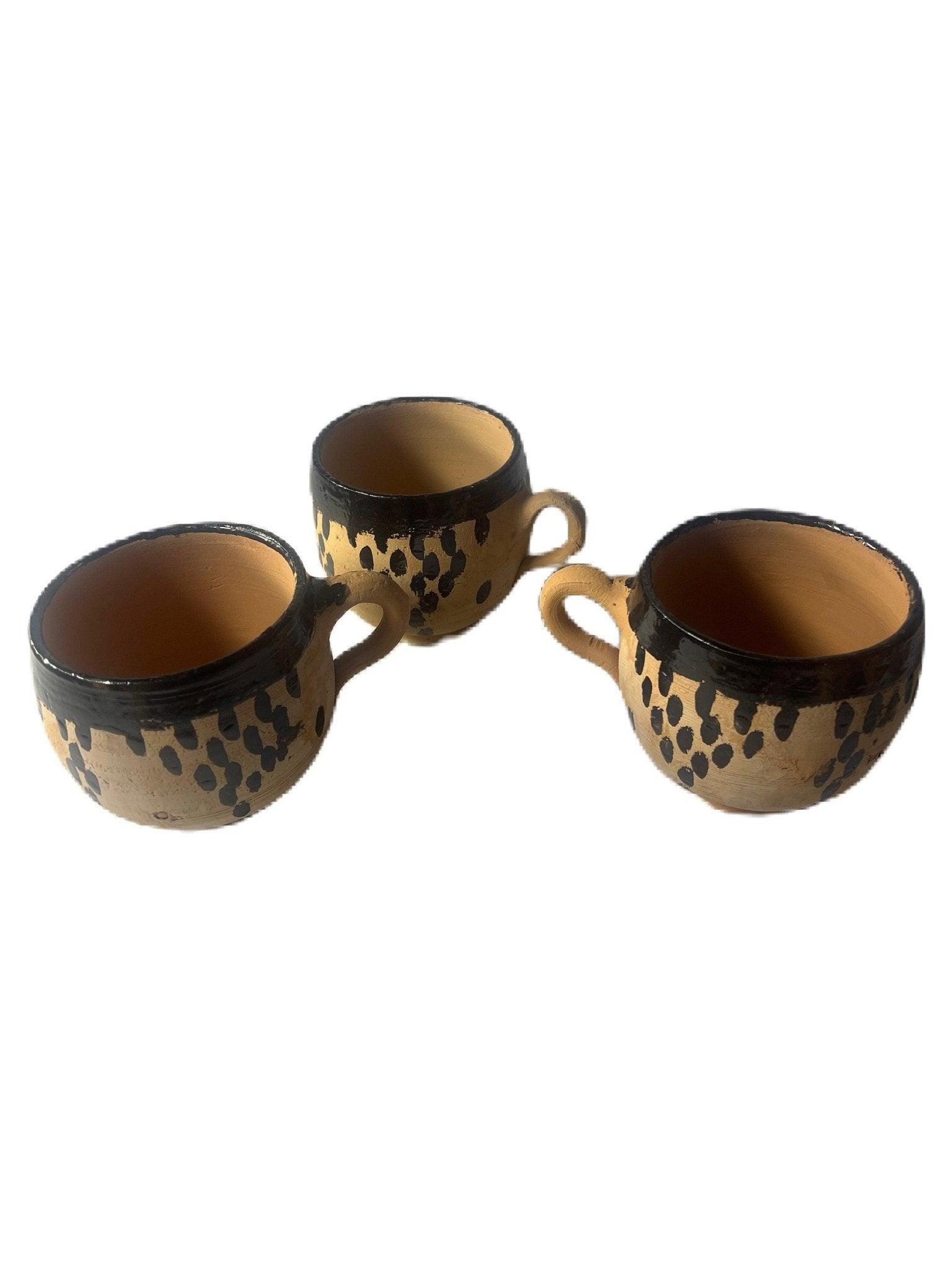 Handmade Berber clay carafe and terracotta cups - Amazighrose