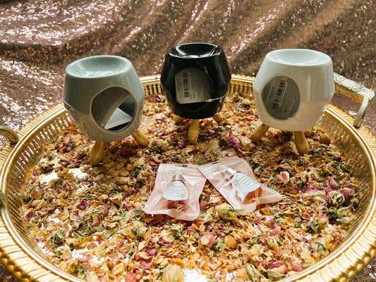 Wooden Base Wax Burner - Amazighrose